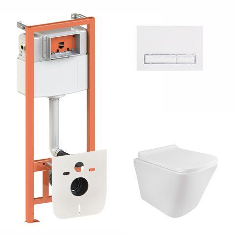 Готове рішення Qtap для ванної кімнати: підвісний унітаз Tern Rimless 490x340x350 + комплект інсталяції Nest 4 в 1 (лінійна клавіша White) SD00043020 фото