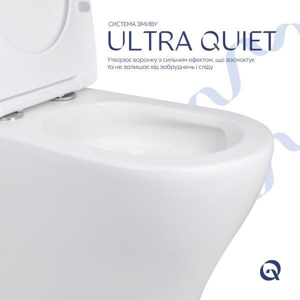 Унітаз підлоговий Qtap Virgo Ultra Quiet безобідковий з сидінням Soft-close WHITE QT18226092AW SD00052581 фото