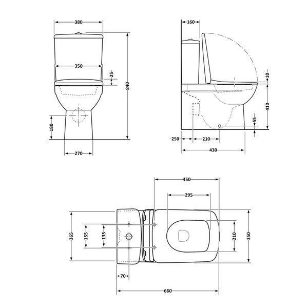 Унітаз-компакт Qtap Kalao безобідковий з сідінням Soft-close QT08221213AW SD00046562 фото
