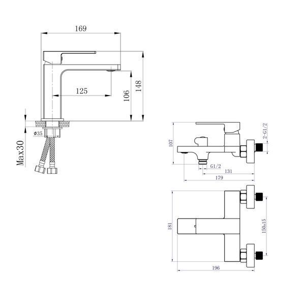 Акційний набір Qtap: Змішувач для раковини QTGEM270CRW45675 Chrome/White + Змішувач для ванни (з душовим гарнітуром) QTGEM259CRW45683 Chrome/White SD00055211 фото