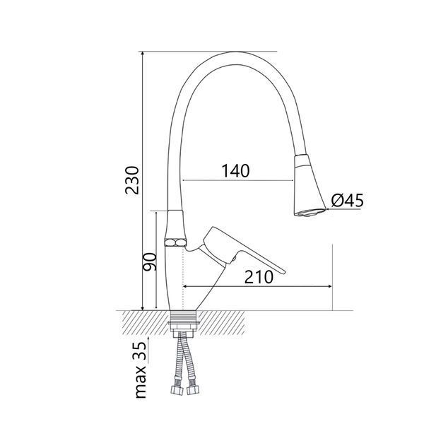 Змішувач для кухні Lidz Tani 007F3 з гнучким виливом (k40) LDTAN007F3GCR31869 Chrome/Grey SD00037970 фото