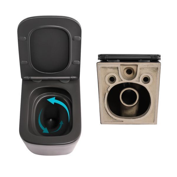 Комплект Qtap Tern Anthracite 3 в 1: підвісний унітаз Ultra Quiet + біде підвісне + раковина накладна QTROBAN49157 SD00055285 фото
