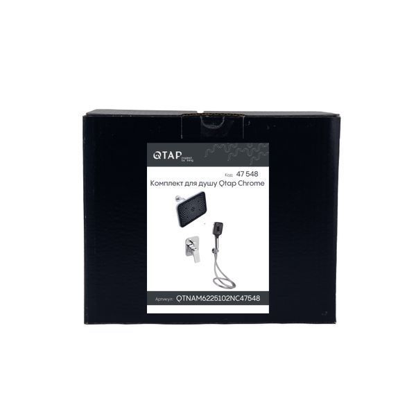 Комплект для душу Qtap Namesti Chrome: Змішувач QTNAM6225102NC + Лійки (QTRUC125CRM45954,QTHLA107CRM45784) + Шланг QTHADPVC200C + QTCRMBH130 SD00053672 фото