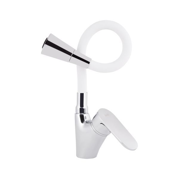 Змішувач для кухні Lidz Tani 007F3 з гнучким виливом (k40) LDTAN007F3WCR40423 Chrome/White SD00046530 фото