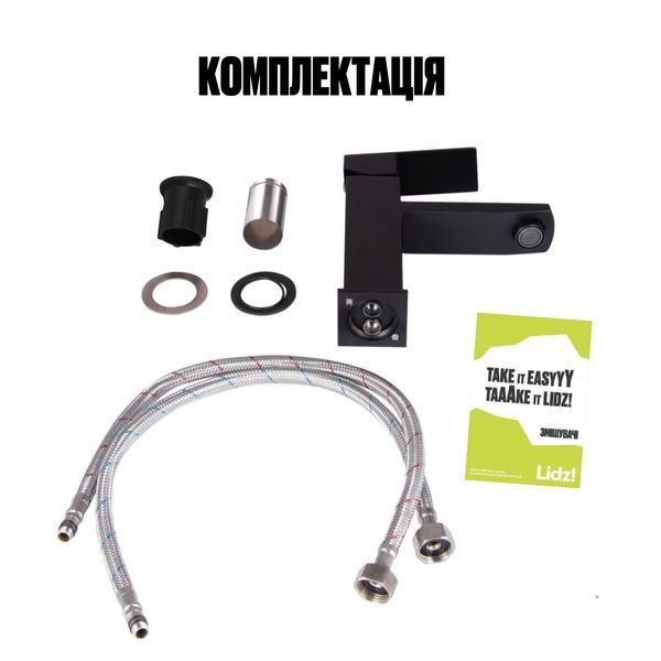 Змішувач для раковини Lidz Kubis 001F (k35) LDKUB001FBLA43376 Black SD00049499 фото