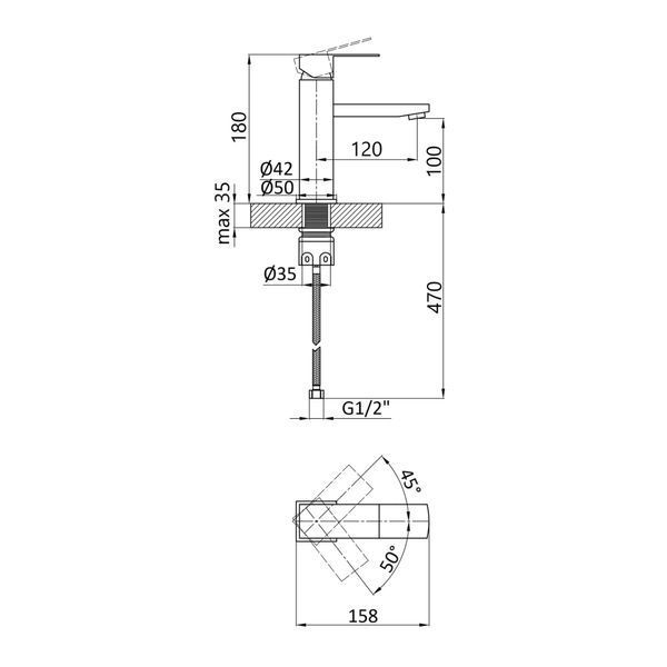 Змішувач для раковини Lidz Kubis 001F (k35) LDKUB001FBLA43376 Black SD00049499 фото