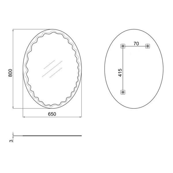 Дзеркало Lidz Latwa 140.07.11 (1) 650х800 настінне овальне з декором LD78LA6580 SD00052525 фото