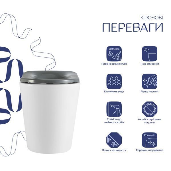 Унітаз підлоговий Qtap Freedom інклюзивний безбачковий Rimless безобідковий з сидінням Soft-close WHITE QT22223368W SD00052584 фото