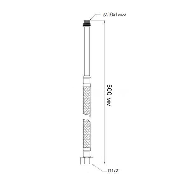 Шланг для підключення змішувача Thermo Alliance Standart (пара) 50 см NYLON M10x1/2"В довга ігла TAS386W50L SD00052998 фото