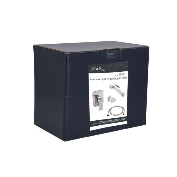 Комплект для душу Qtap Namesti Chrome: Змішувач QTNAM6025102NC + Шланг QTHADPVC120C + Лійка QTCRMB120 + Підключення QTCRMBH130 SD00053674 фото
