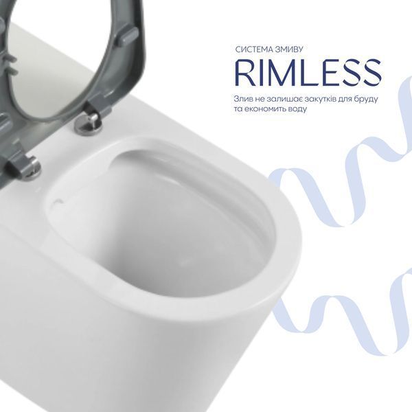 Унітаз підлоговий Qtap Freedom інклюзивний безбачковий Rimless безобідковий з сидінням Soft-close WHITE QT22223368W SD00052584 фото