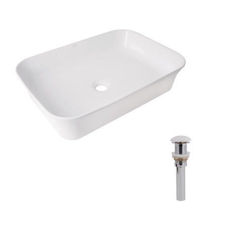 Комплект Qtap Virgo N: Раковина накладна 560x380x130 мм, White, прямокутна + Донний клапан Pop-up PU02 SD00054586 фото