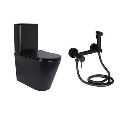 Комплект 2 в 1: підлоговий унітаз Qtap Scorpio Matt Black QT14226088AMB + набір гігієнічного душу Lidz Aria Black LDARI110BLA43394 SD00055247 фото