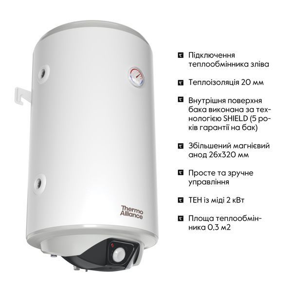 Водонагрівач електричний комбінований Thermo Alliance вертикальний 80 л. т.о. 0,24 кв.м лівий, мокрий ТЕН 2,0 кВт (CWH 8044 4S L) SD00053169 фото
