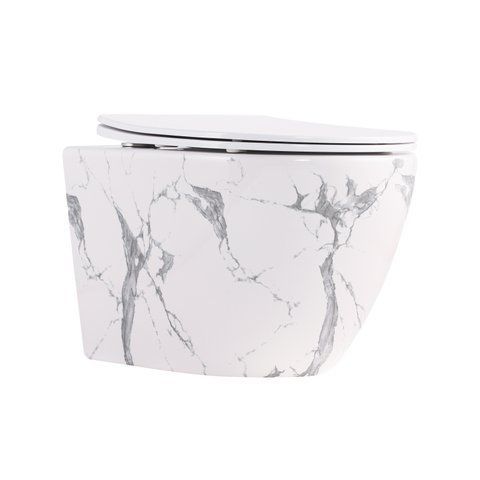 Унітаз підвісний Robin Ultra Quiet 490&times;365&times;325&nbsp;мм, Marble, з сидінням Slim Duroplast / Soft-close / Quick Release QT13332381АSMR Qtap SD00054281 фото