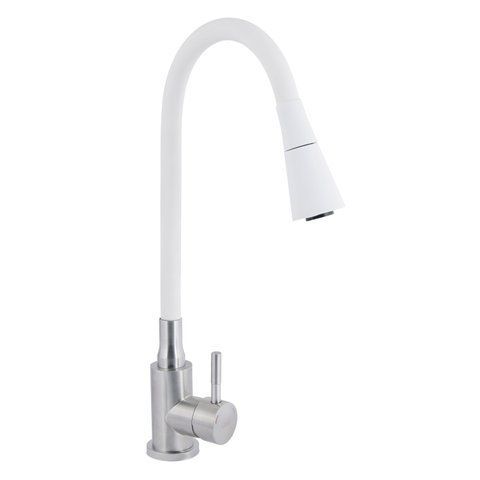 Змішувач для кухні Lidz Aria 015F31 з гнучким виливом (k35) LDARI015F31WNK36981 White / Nickel SD00043084 фото