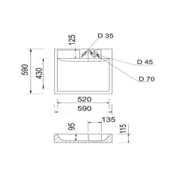 Раковина на пральну машину Qtap Arvin 595x595x115 мм, White QTARV2365WHI48575 SD00054699 фото