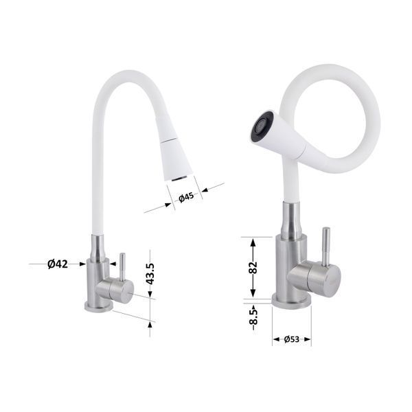 Змішувач для кухні Lidz Aria 015F31 з гнучким виливом (k35) LDARI015F31WNK36981 White / Nickel SD00043084 фото