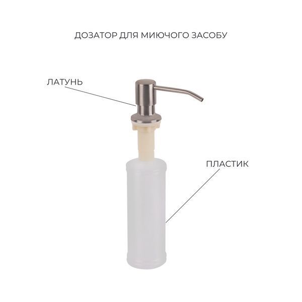 Комплект Lidz Handmade H7849R Мийка для кухні інтегрована крило зправа Brushed у комплекті з дозатором + Lidz K01G Корзина для кухонної мийки SD00053648 фото