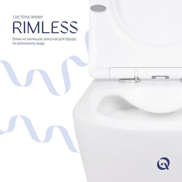 Унітаз підвісний Qtap Swan безобідковий з сідінням Soft-close QT16335178W SD00036227 фото