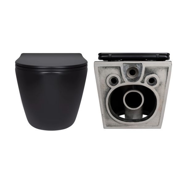 Комплект Qtap Robin Matt Black 2 в 1: унітаз підвісний Ultra Quiet QT13332381АSMB + біде підвісне QT1355046FMB SD00053752 фото