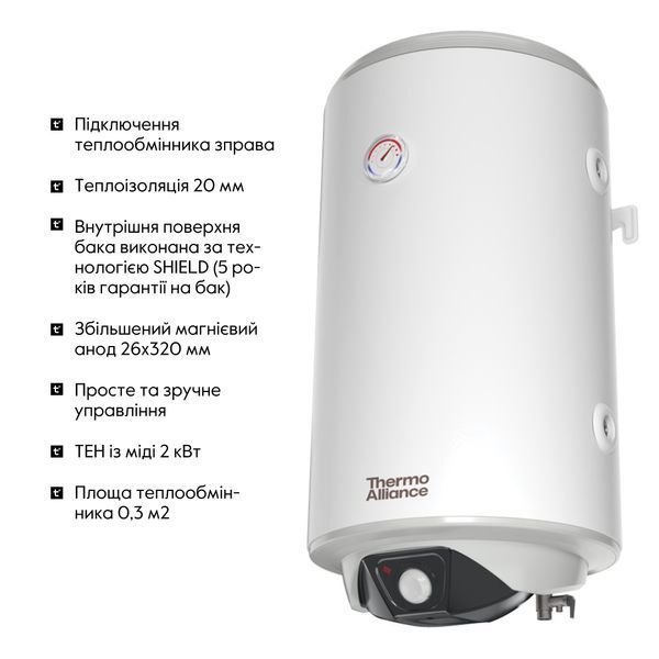 Водонагрівач електричний комбінований Thermo Alliance вертикальний 80 л. т.о. 0,24 кв.м правий, мокрий ТЕН 2,0 кВт (CWH 8044 4S R) SD00053170 фото