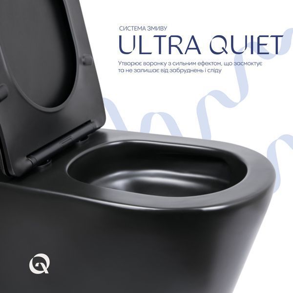 Унітаз підлоговий Qtap Scorpio Ultra Quiet безобідковий з сидінням Soft-close MATT BLACK QT14226088AMB SD00052562 фото