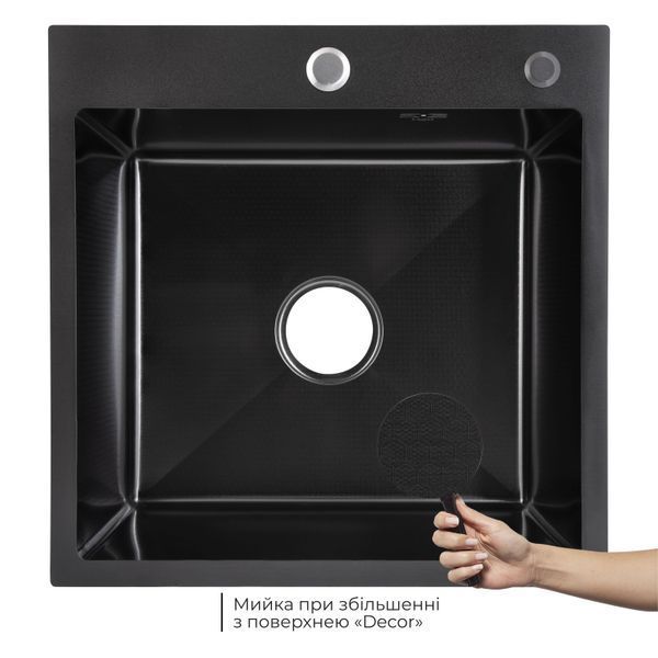 Lidz Handmade H5050HB Мийка для кухні інтегрована Decor Black PVD Honeycomb 2,5/0,5 мм LDH5050BDECPVD48369 SD00054493 фото