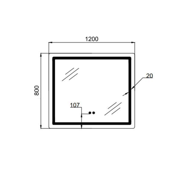Дзеркало Qtap Mideya MI1) 1200х800 з LED-підсвічуванням Touch, з антизапотіванням, димером, рег. яскравості QT2078F12080 SD00054584 фото