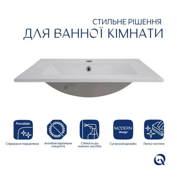 Комплект Albatross: Раковина врізна меблева 620x460x180 мм, White, прямокутна + Донний клапан Pop-up PU02O SD00054597 фото