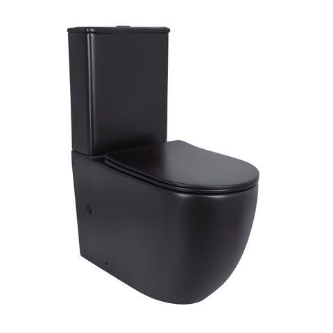 Унітаз підлоговий Qtap Robin Ultra Quiet безобідковий з сидінням Soft-close MATT BLACK QT13226083AMB SD00052566 фото