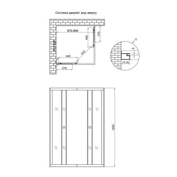 Душова кабіна Lidz Wawel SC90x90.SAT.LOW.GR, скло тоноване 4 мм без піддона SD00047623 фото