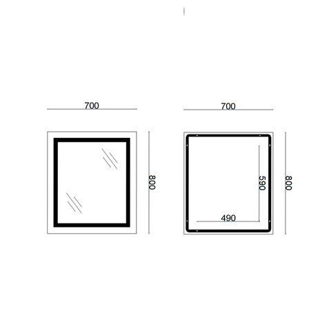 Дзеркало Lidz Kubis 700х800 з LED-підсвічуванням Touch, з антизапотіванням, з димером, рег. яскравості LD78LF9048070 SD00052333 фото