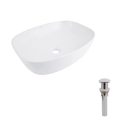 Комплект Qtap Cardinal: Раковина накладна 500&times;380&times;140 мм, White, овальна + Донний клапан Pop-up PU02 SD00054588 фото