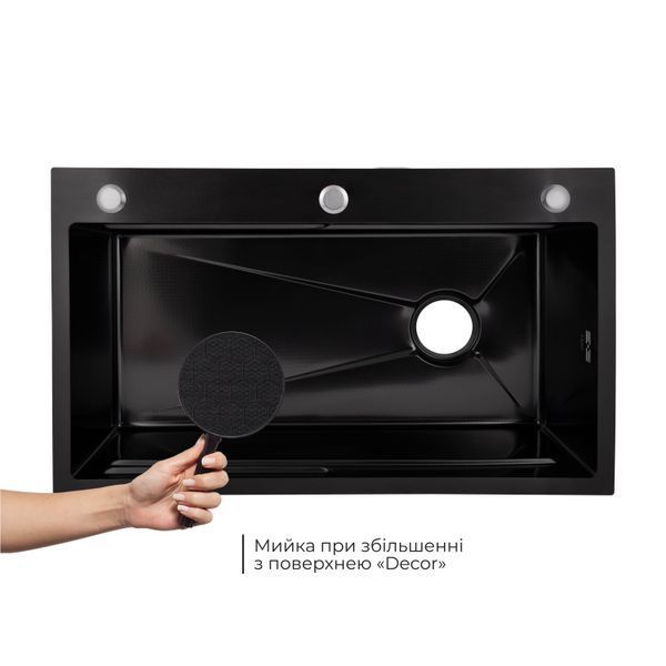 Lidz Handmade H7545B Мийка для кухні інтегрована Decor Black PVD Honeycomb 3,0/1,0 мм LDH7545BDECPVD48373 SD00054497 фото