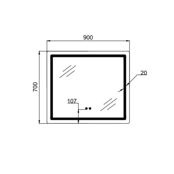 Дзеркало Qtap Mideya (MI2) 900х700 з LED-підсвічуванням Touch, з антизапотіванням, з димером, рег. яскравості QT2078NCF9070 SD00054604 фото