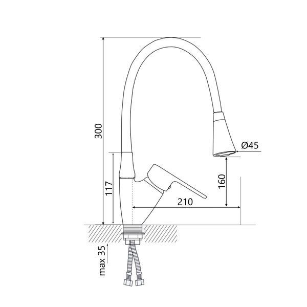 Змішувач для кухні Lidz Tani 008F3 з гнучким виливом (k40) LDTAN008F3GCR39507 Chrome/Grey SD00045611 фото