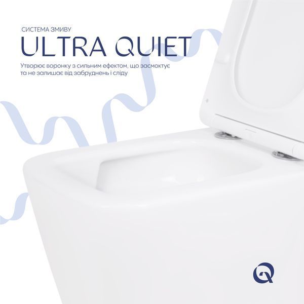 Унітаз підвісний Qtap Crow безобідковий з сідінням Soft-close QT05335170W SD00053468 фото