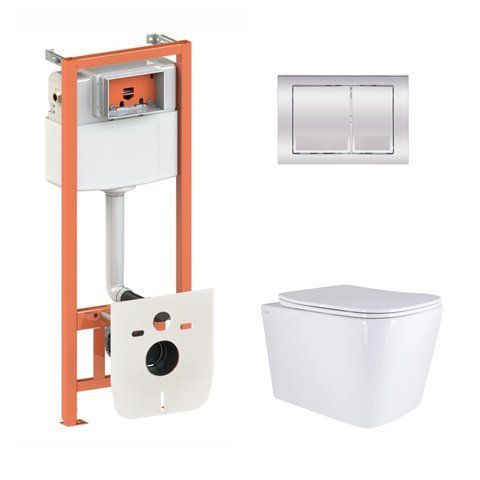 Готове рішення Qtap для ванної кімнати: підвісний унітаз Tern Ultra Quiet 525x345x360 + комплект інсталяції Nest 4 в 1 (квадратна клавіша Chrome) SD00053630 фото