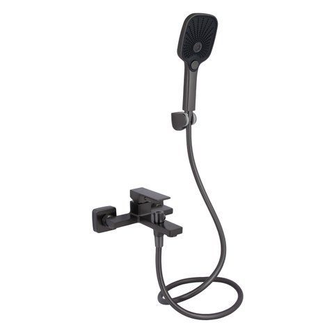 Змішувач для ванни Qtap Gemini (з душовим гарнітуром) QTGEM259GMB45684 Gunmetal Black PVD SD00051808 фото