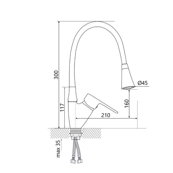 Змішувач для кухні Lidz Tani 008F3 з гнучким виливом (k40) LDTAN008F3BCR39484 Chrome/Black SD00045588 фото
