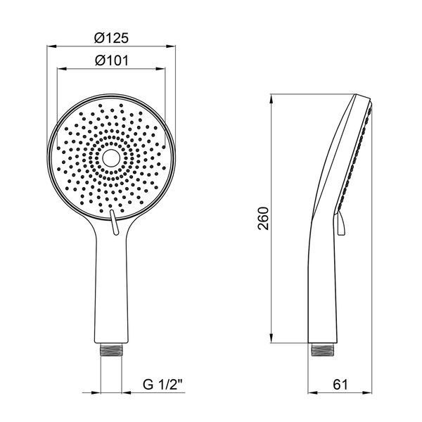 Лійка для ручного душу Lidz Niagara 32 120 мм округла LDNIA32GRP48536 Graphite SD00054660 фото