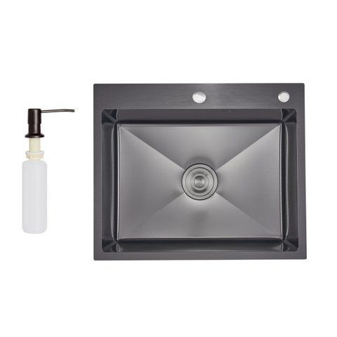 Lidz Handmade H6050HB Мийка для кухні інтегрована Decor Black PVD Honeycomb 2,5/0,5 мм LDH6050BDECPVD48371 SD00054495 фото