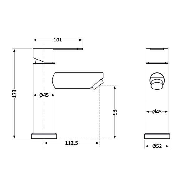 Змішувач для раковини Brinex Pure 001F низький Graphite BRIPUR001FGRP SD00053171 фото