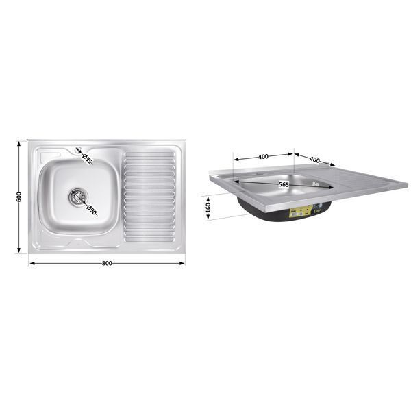 Кухонна мийка Brinex 6080-L 0,6 мм Satin (BRIN6080LSAT06) SD00054108 фото