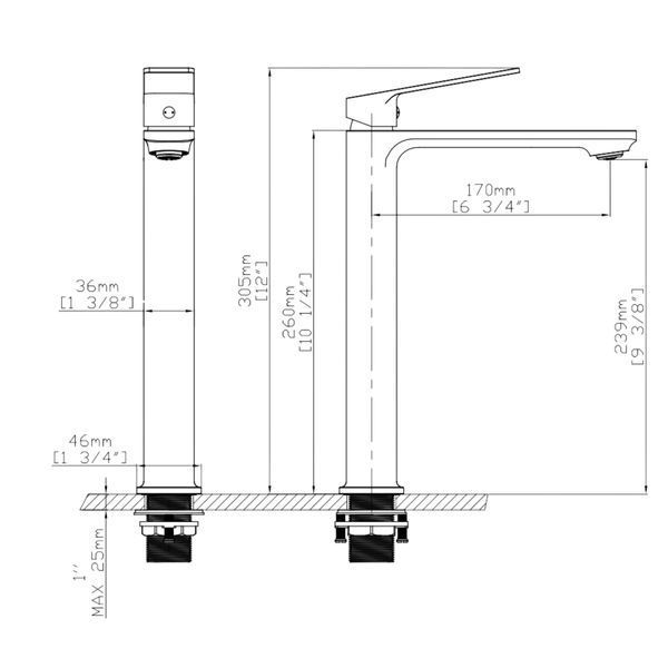 Змішувач для раковини високий Qtap Capricorn, Chrome (k26) QTCAP1060H102C48220 SD00054344 фото