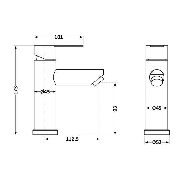 Змішувач для раковини Brinex Pure 001F низький Nickel BRIPUR001FNKL SD00053172 фото