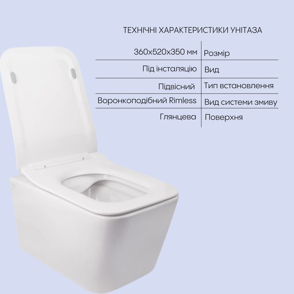 Комплект Qtap Crow 2 в 1: унітаз підвісний Rimless + біде підвісне SD00053558 фото