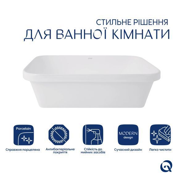 Комплект Qtap Scorpio: Раковина врізна прямокутна 510х390х145 мм White + Донний клапан PU02 SD00053414 фото