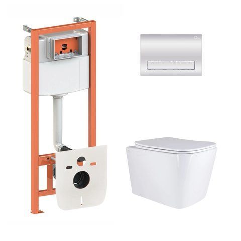 Готове рішення Qtap для ванної кімнати: підвісний унітаз Tern Ultra Quiet 525x345x360 + комплект інсталяції Nest 4 в 1 (лінійна клавіша Chrome) SD00053634 фото